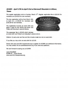 SCARR Regular Registration Reminder